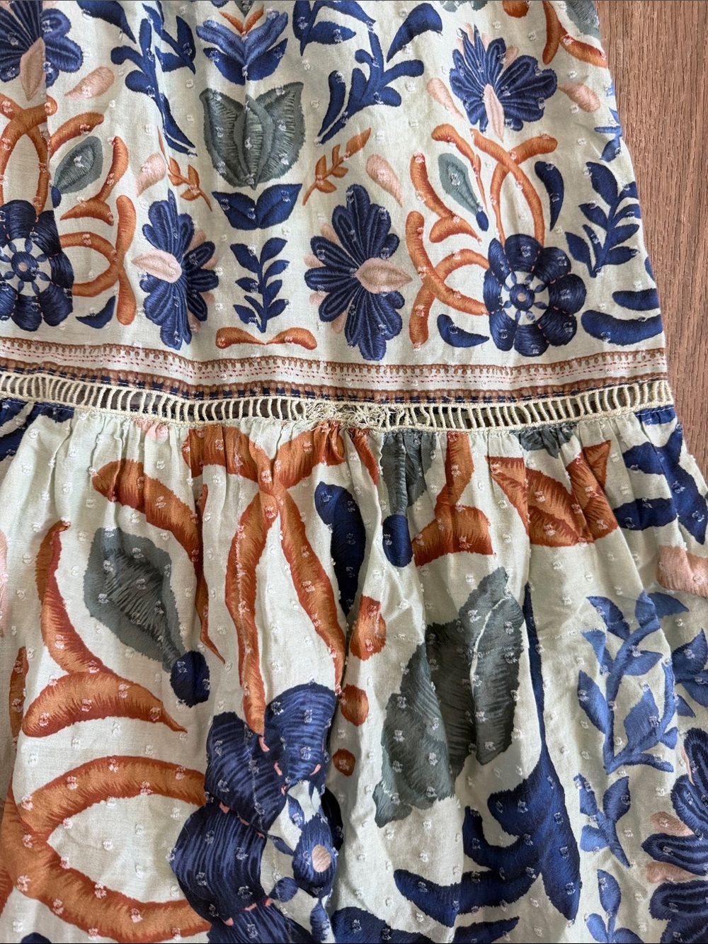 FARM Rio Ocean Tapestry Dress Embroidered Floral Mint Maxi - Picture 9 of 16
